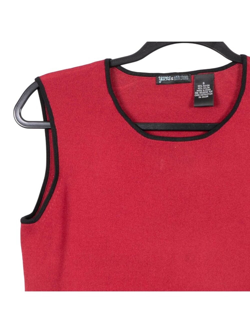 Cardigan Sweater Sleeveless Top Set S Womens 90s Red Black Trim Tank Colorblock - Picture 7 of 10